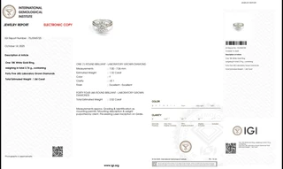 Inel din AUR750 cu diamant de cultură - IGI
