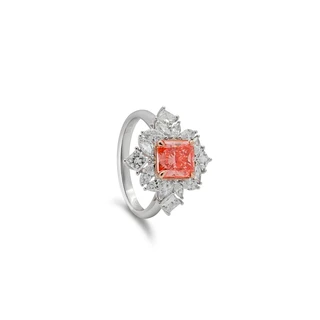Inel din platină PT950 cu diamant de cultură roșu „Lumină Imperială”